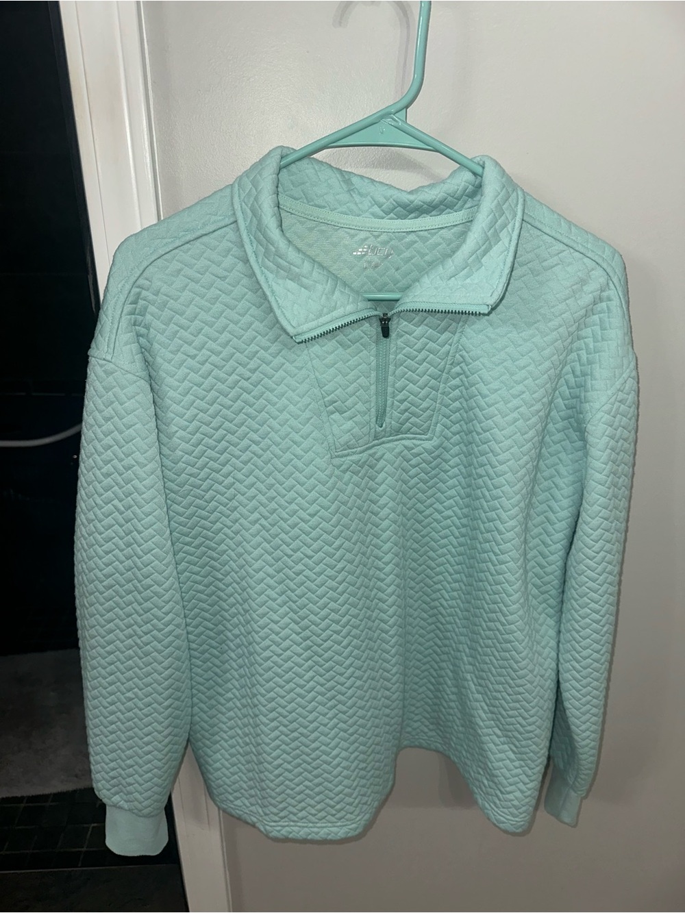 bcg Quilted Light Aqua Half-Zip Pullover